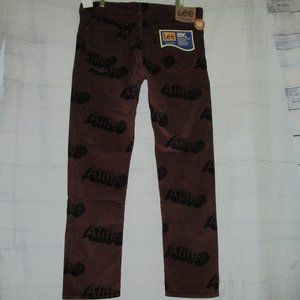 ALIFE X Lee W 36 X32 Brown Bittersweet Corduroy Logo Taper Jeans Pants Rare